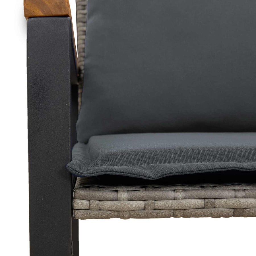 Bank Met Kussen 115 X 65 X 72 Cm Rattan grijs en donkergrijs