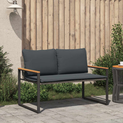 Bank Met Kussen 115 X 65 X 72 Cm Rattan grijs en donkergrijs