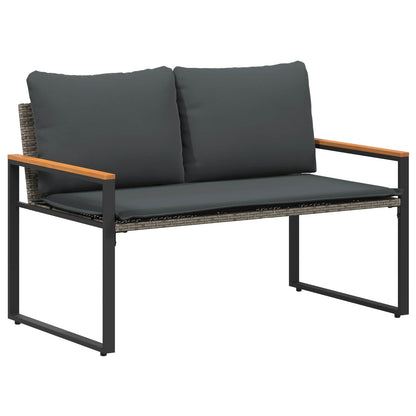 Bank Met Kussen 115 X 65 X 72 Cm Rattan grijs en donkergrijs