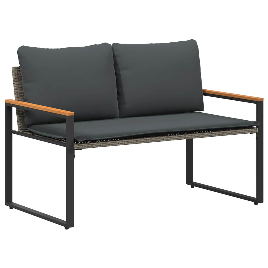 Bank Met Kussen 115 X 65 X 72 Cm Rattan grijs en donkergrijs