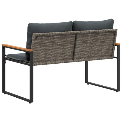 Bank Met Kussen 115 X 65 X 72 Cm Rattan grijs en donkergrijs