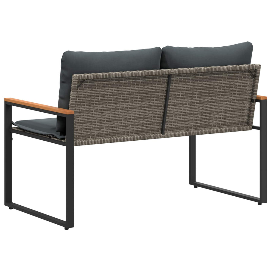 Bank Met Kussen 115 X 65 X 72 Cm Rattan grijs en donkergrijs