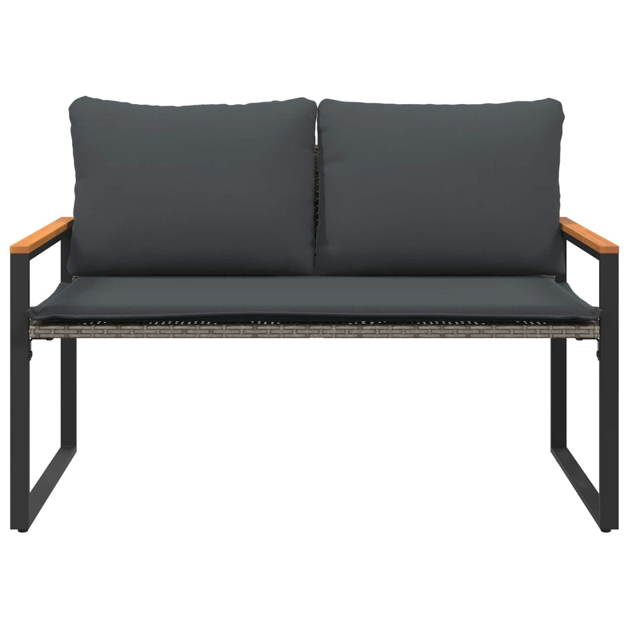 Bank Met Kussen 115 X 65 X 72 Cm Rattan grijs en donkergrijs