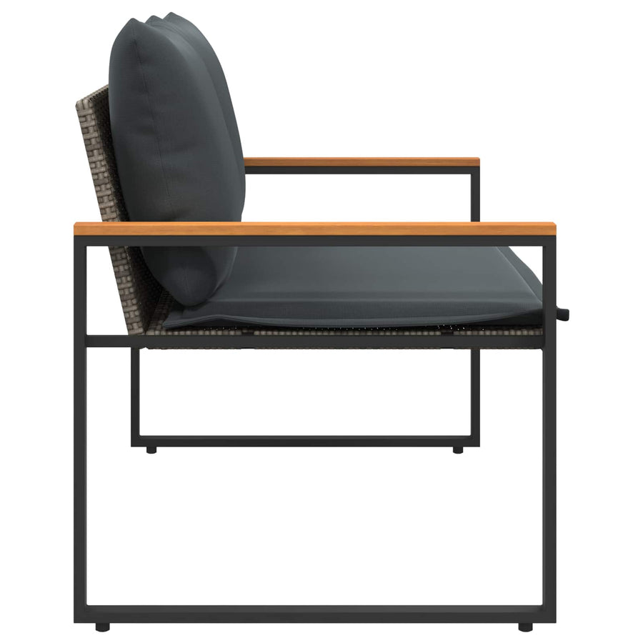 Bank Met Kussen 115 X 65 X 72 Cm Rattan grijs en donkergrijs