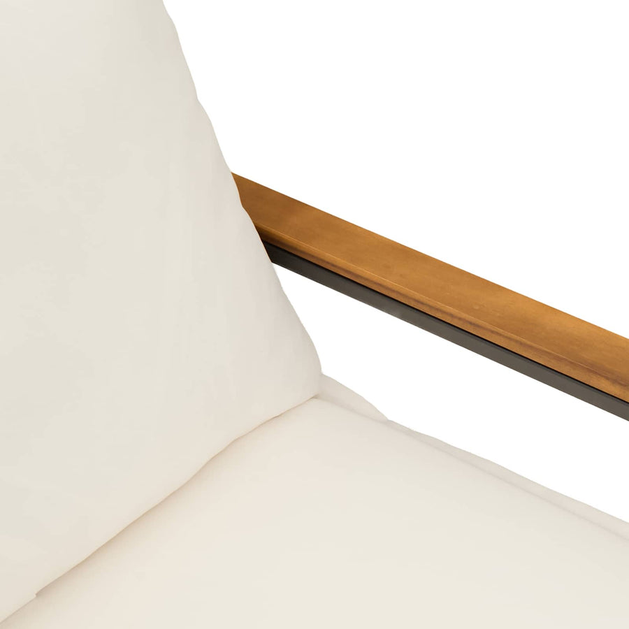 Bank Met Kussen En Crème Wit 115 X 65 X 72 Cm Rattan beige en crèmewit
