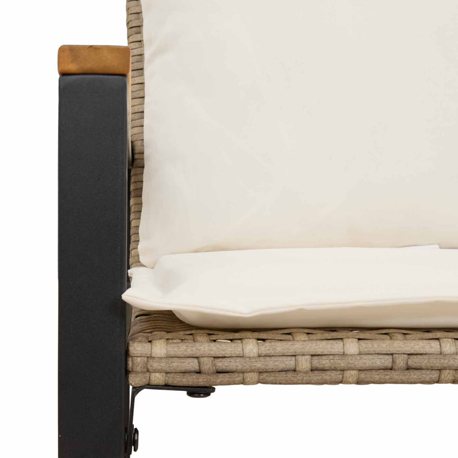 Bank Met Kussen En Crème Wit 115 X 65 X 72 Cm Rattan beige en crèmewit