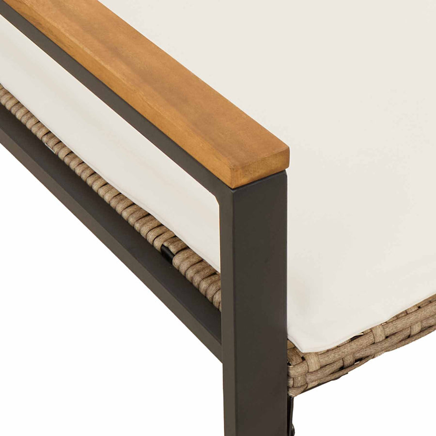 Bank Met Kussen En Crème Wit 115 X 65 X 72 Cm Rattan beige en crèmewit