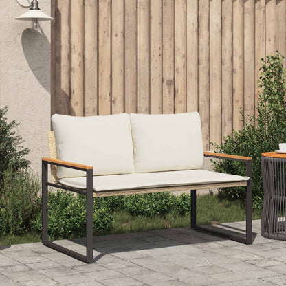 Bank Met Kussen En Crème Wit 115 X 65 X 72 Cm Rattan beige en crèmewit
