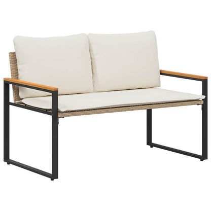 Bank Met Kussen En Crème Wit 115 X 65 X 72 Cm Rattan beige en crèmewit