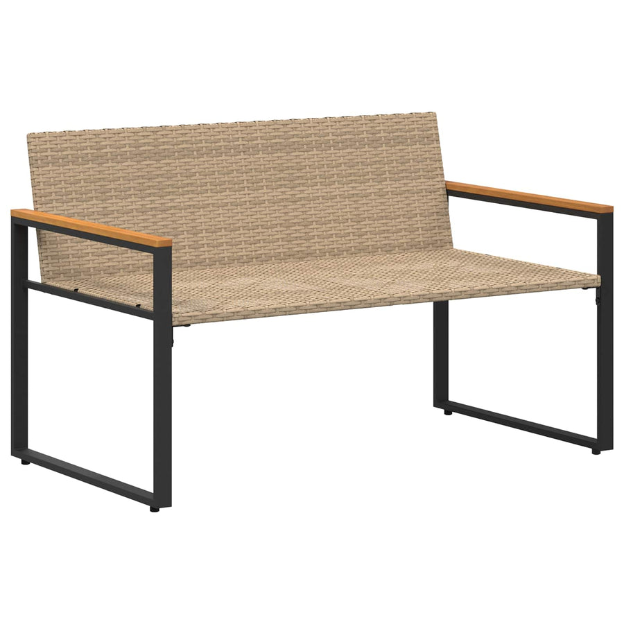 Bank Met Kussen En Crème Wit 115 X 65 X 72 Cm Rattan beige en crèmewit