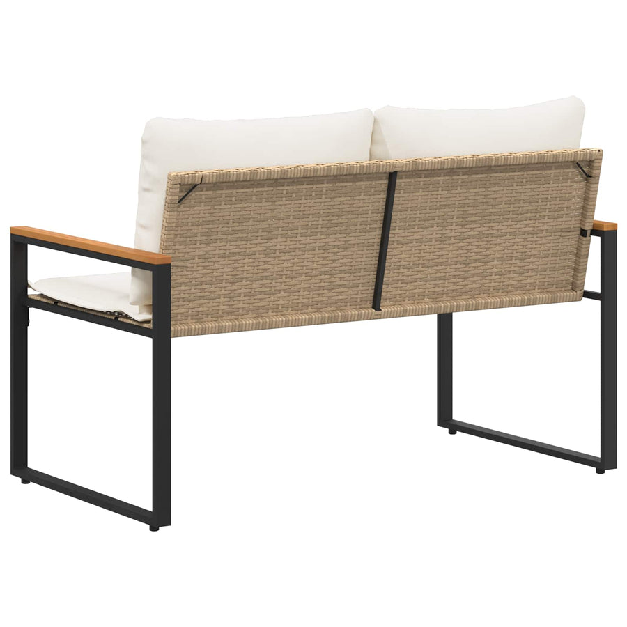 Bank Met Kussen En Crème Wit 115 X 65 X 72 Cm Rattan beige en crèmewit