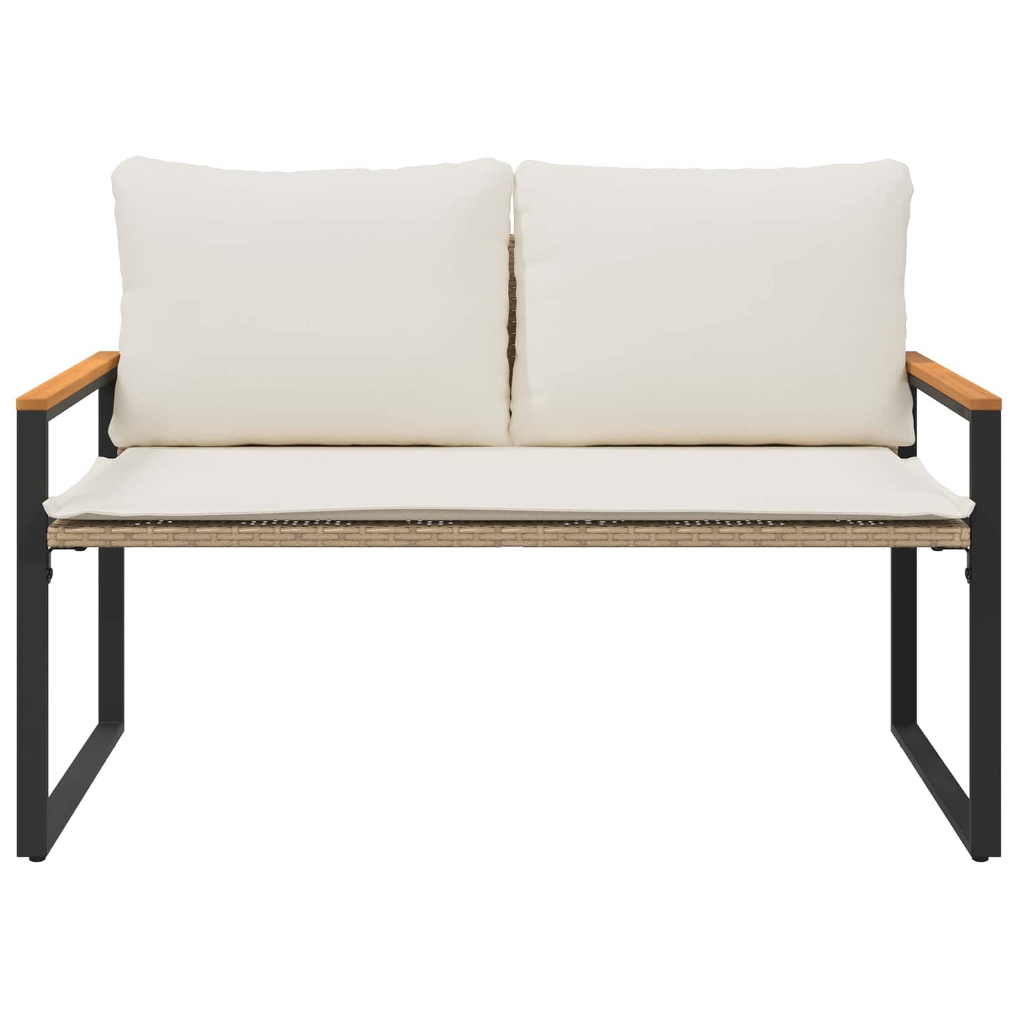 Bank Met Kussen En Crème Wit 115 X 65 X 72 Cm Rattan beige en crèmewit