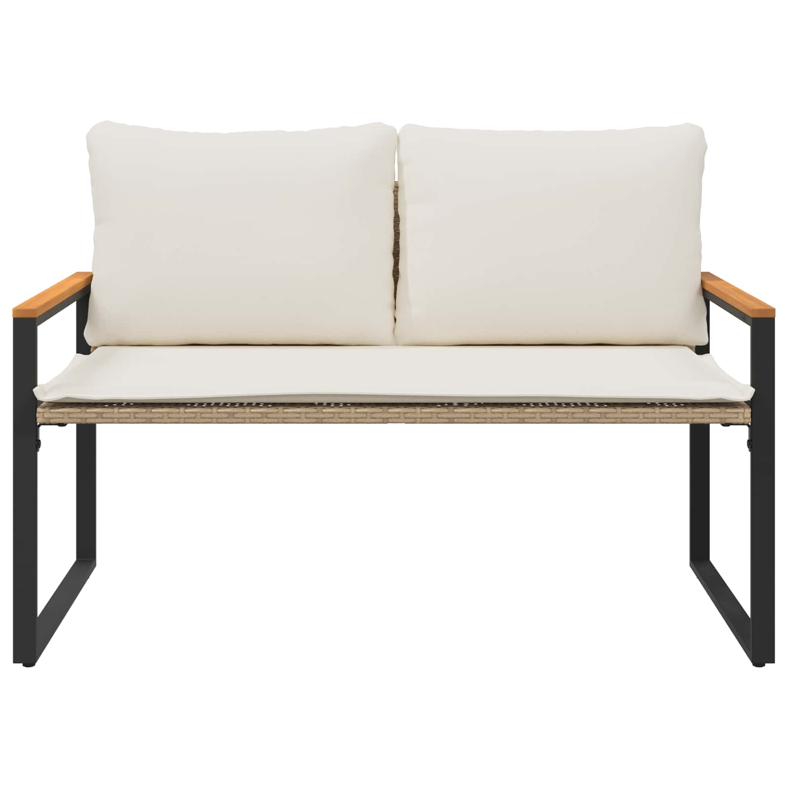 Bank Met Kussen En Crème Wit 115 X 65 X 72 Cm Rattan beige en crèmewit
