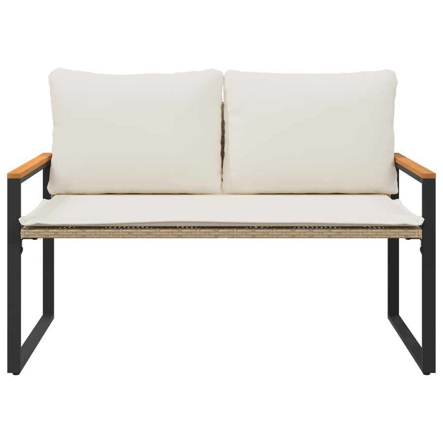Bank Met Kussen En Crème Wit 115 X 65 X 72 Cm Rattan beige en crèmewit