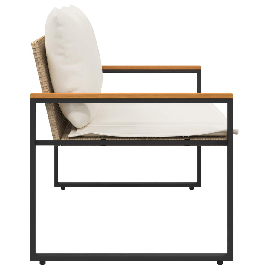 Bank Met Kussen En Crème Wit 115 X 65 X 72 Cm Rattan beige en crèmewit