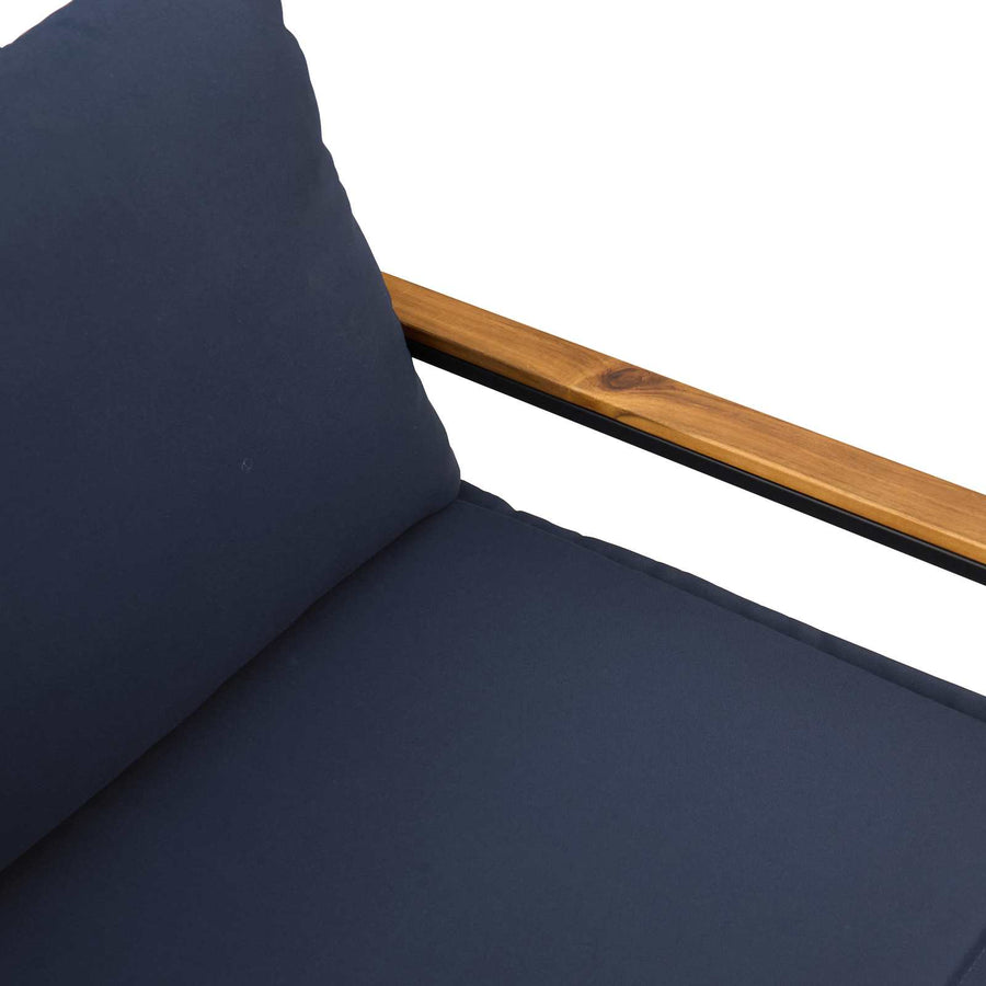 Bank Met Kussen 115 X 65 X 72 Cm Rattan grijs en marineblauw