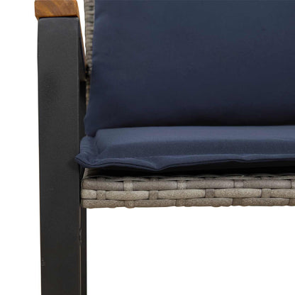 Bank Met Kussen 115 X 65 X 72 Cm Rattan grijs en marineblauw