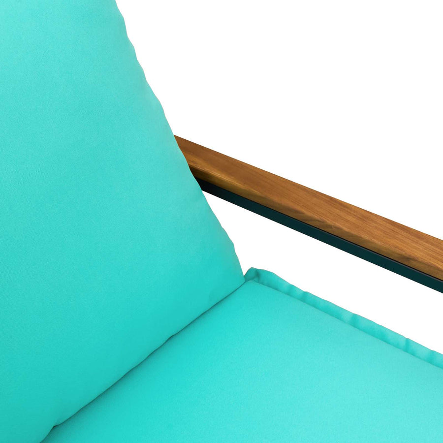 Bank Met Kussen 115 X 65 X 72 Cm Rattan Zwart en turquoise