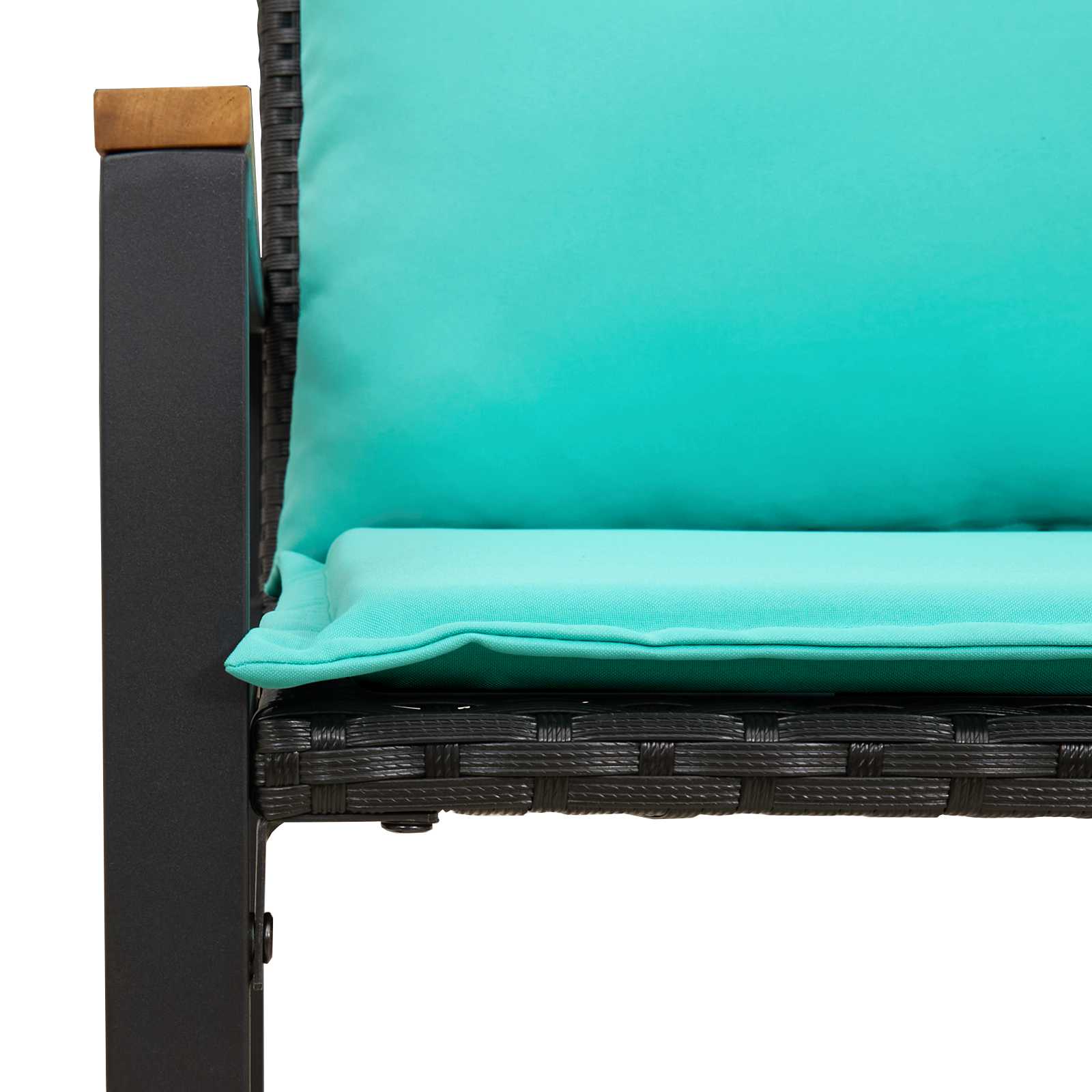 Bank Met Kussen 115 X 65 X 72 Cm Rattan Zwart en turquoise