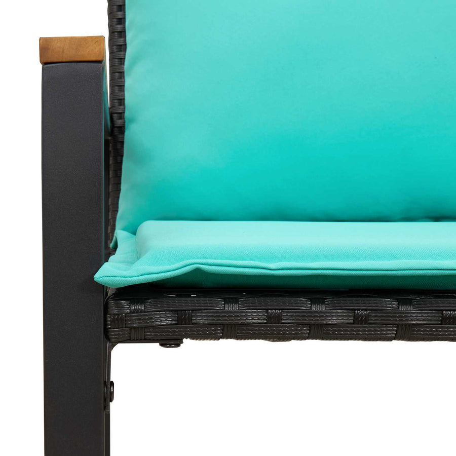 Bank Met Kussen 115 X 65 X 72 Cm Rattan Zwart en turquoise