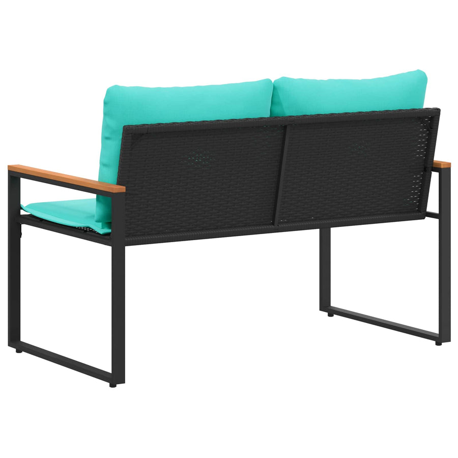 Bank Met Kussen 115 X 65 X 72 Cm Rattan Zwart en turquoise