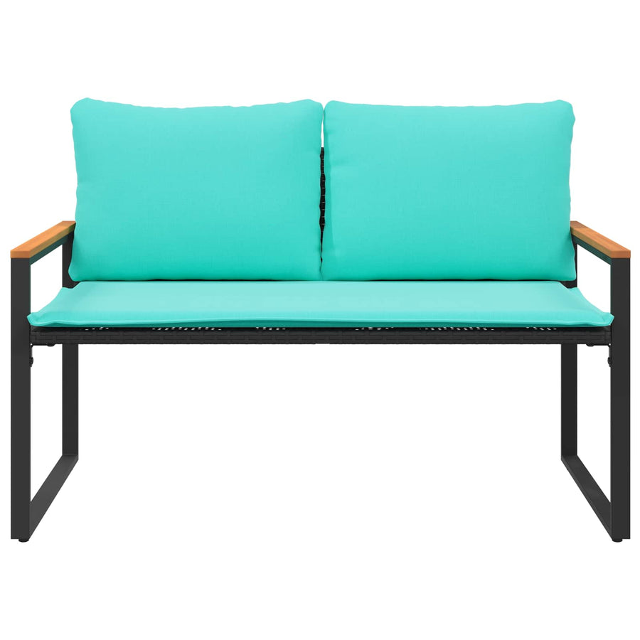Bank Met Kussen 115 X 65 X 72 Cm Rattan Zwart en turquoise