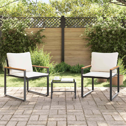 Meubelsets Met Kussen 3 Pcs En Cream Wit Rattan Zwart en crèmewit