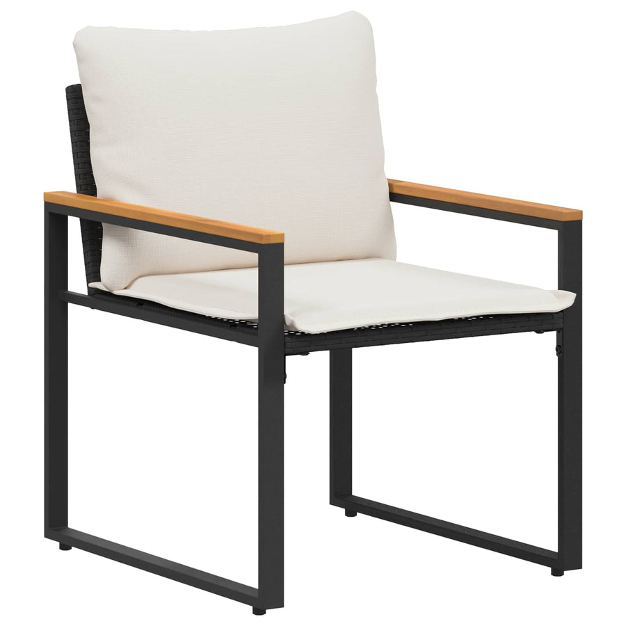 Meubelsets Met Kussen 3 Pcs En Cream Wit Rattan Zwart en crèmewit