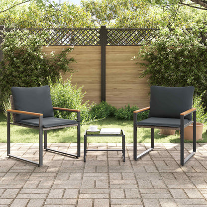 Meubelsets Met Kussen 3 Pcs Rattan grijs en donkergrijs
