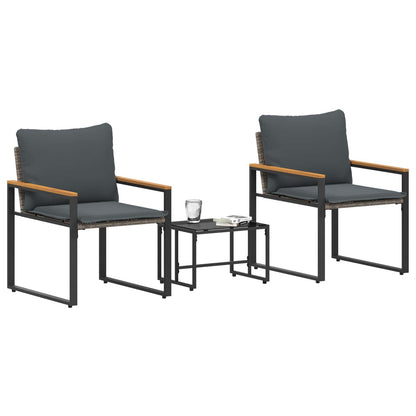 Meubelsets Met Kussen 3 Pcs Rattan grijs en donkergrijs