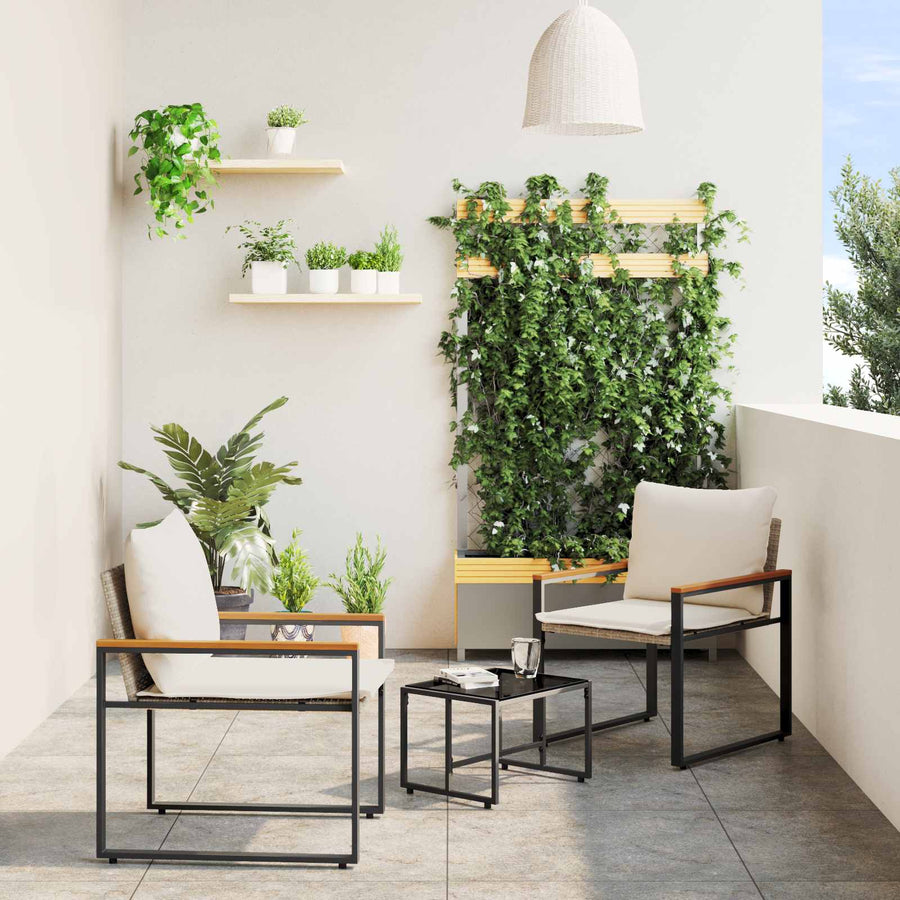 Meubelsets Met Kussen 3 Pcs En Crème Wit Rattan beige en crèmewit