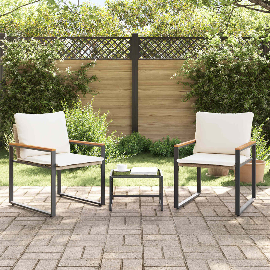 Meubelsets Met Kussen 3 Pcs En Crème Wit Rattan beige en crèmewit