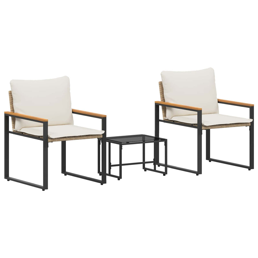 Meubelsets Met Kussen 3 Pcs En Crème Wit Rattan beige en crèmewit