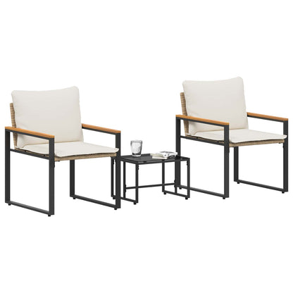 Meubelsets Met Kussen 3 Pcs En Crème Wit Rattan beige en crèmewit