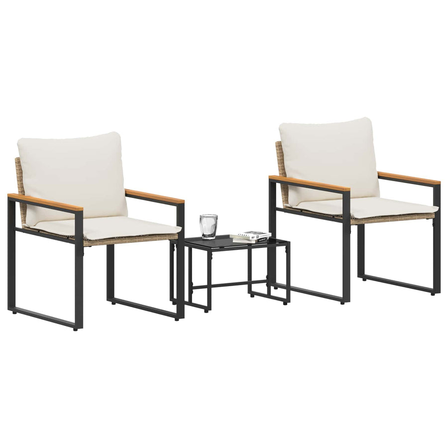 Meubelsets Met Kussen 3 Pcs En Crème Wit Rattan beige en crèmewit