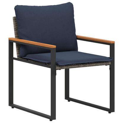 Meubelsets Met Kussen 3 Pcs Rattan grijs en marineblauw