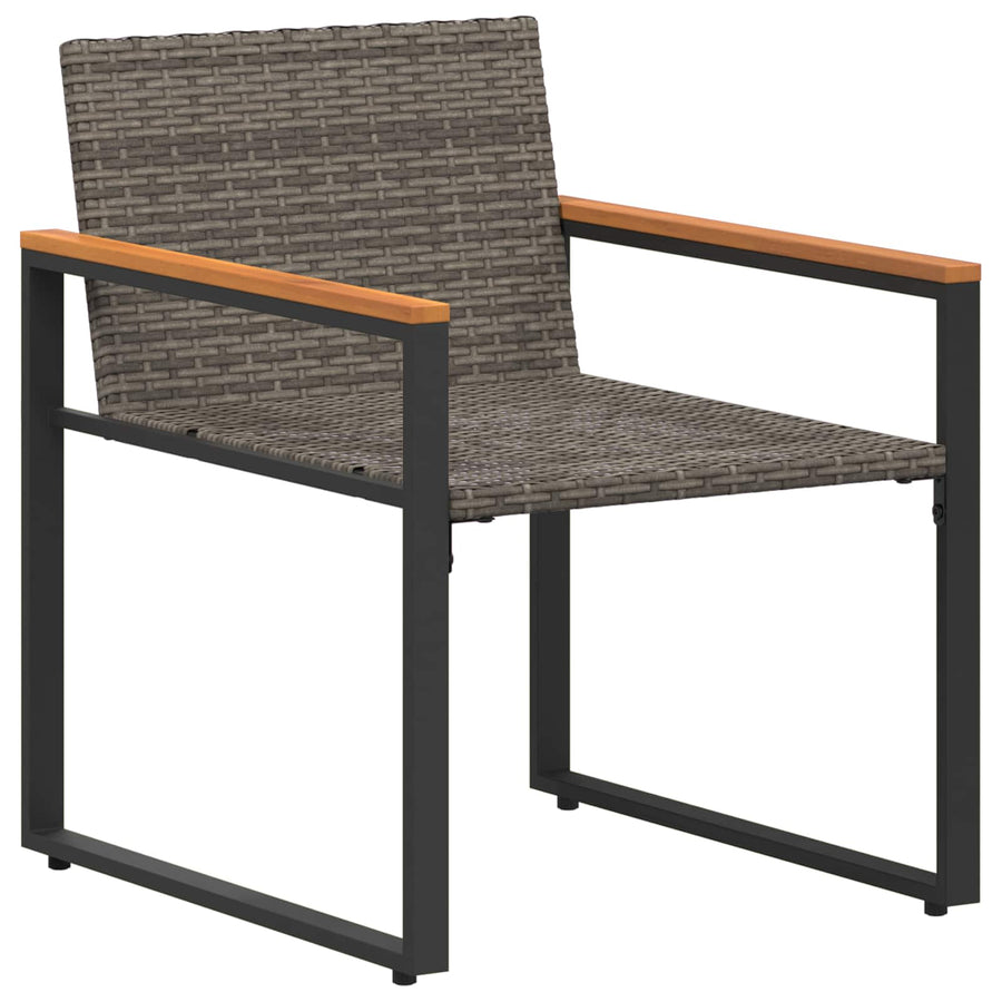 Meubelsets Met Kussen 3 Pcs Rattan grijs en marineblauw