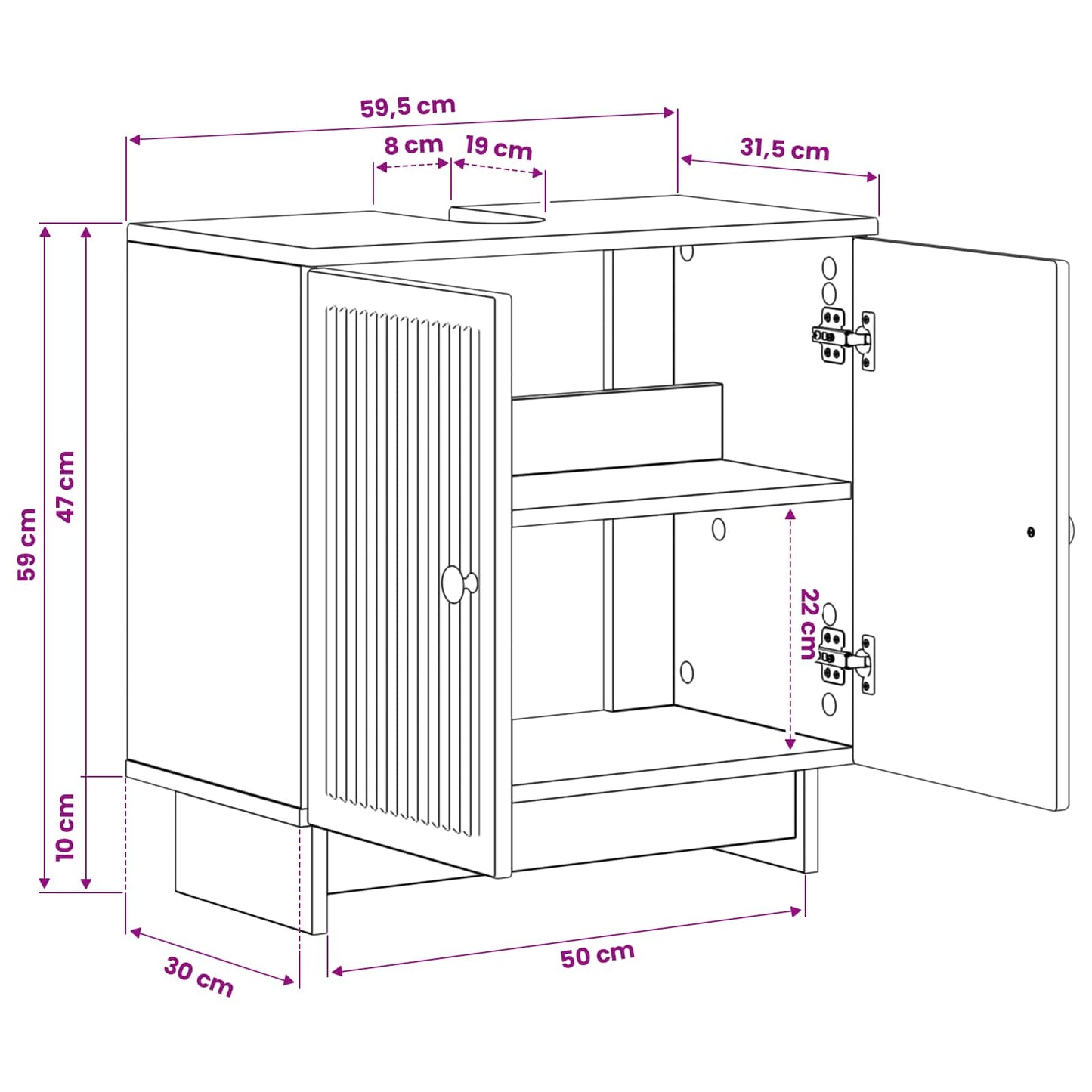Badkamer wastafelkast EDE Sonoma Eiken 59,5 x 31,5 x 59 cm