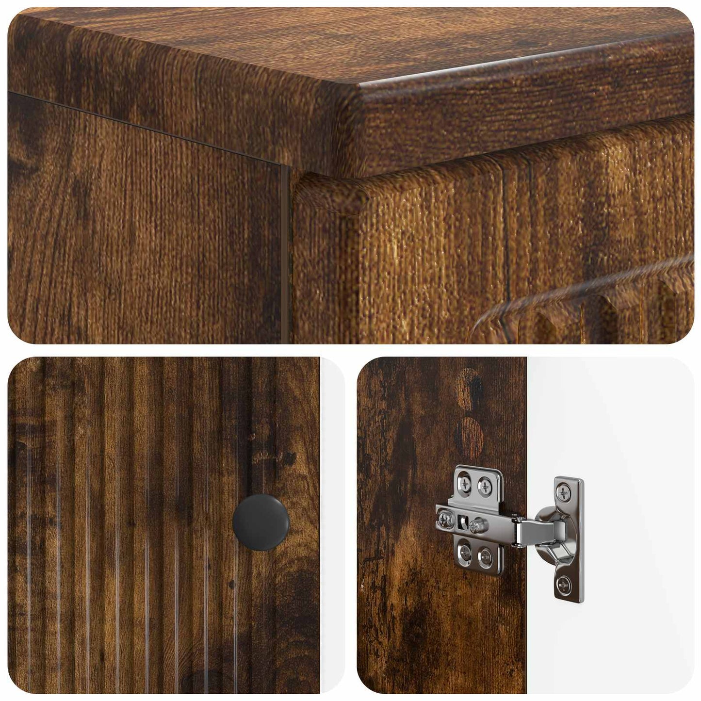 Badkamer wastafelkast EDE Gerookt eiken 59,5 x 31,5 x 59 cm