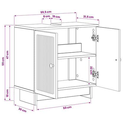 Badkamer wastafelkast EDE Gerookt eiken 59,5 x 31,5 x 59 cm