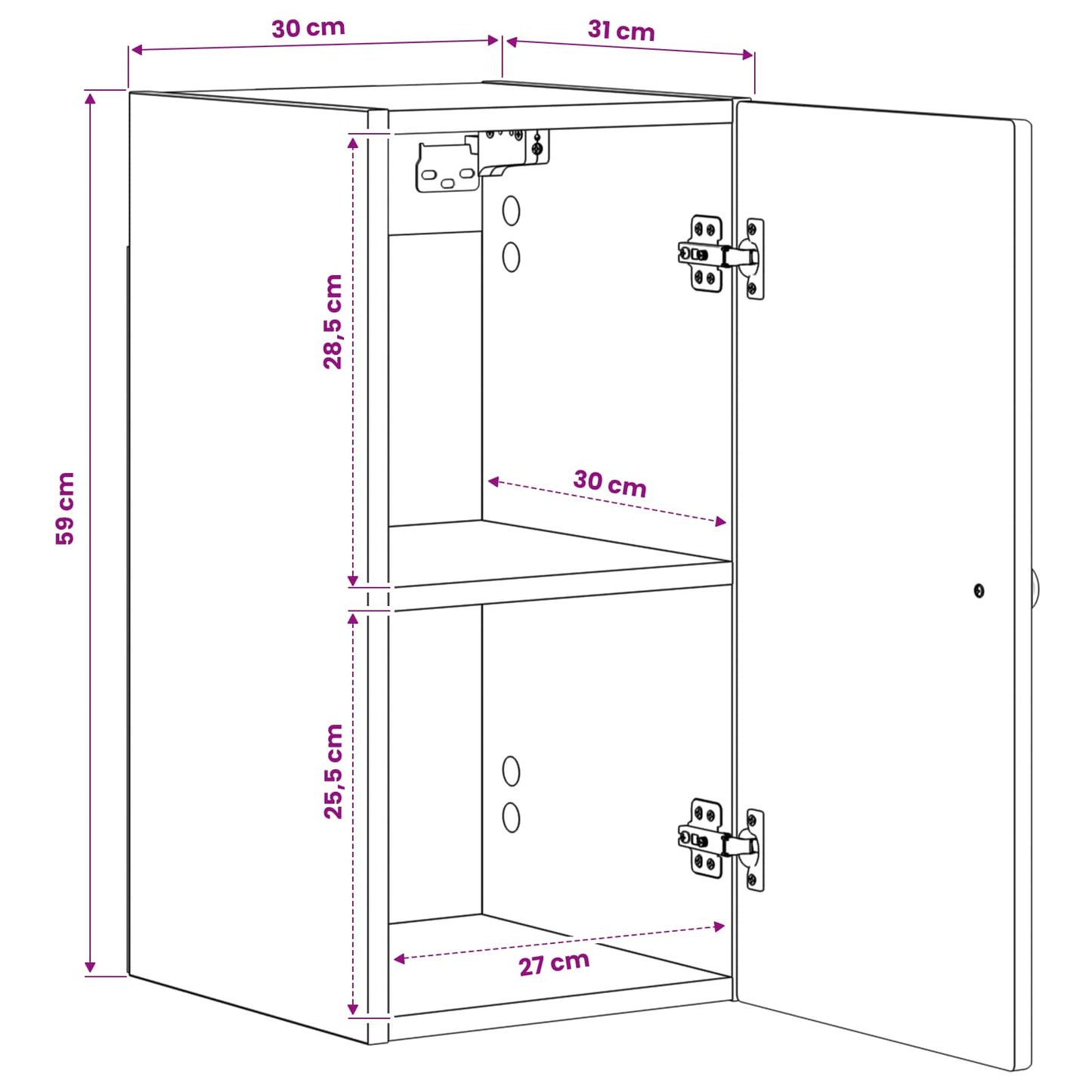 Badkamer wandkast EDE Wit 30 x 31 x 59 cm Bewerkt hout