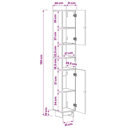 Badkamerkast met Open Plank EDE Wit 30 x 31 x 190 cm