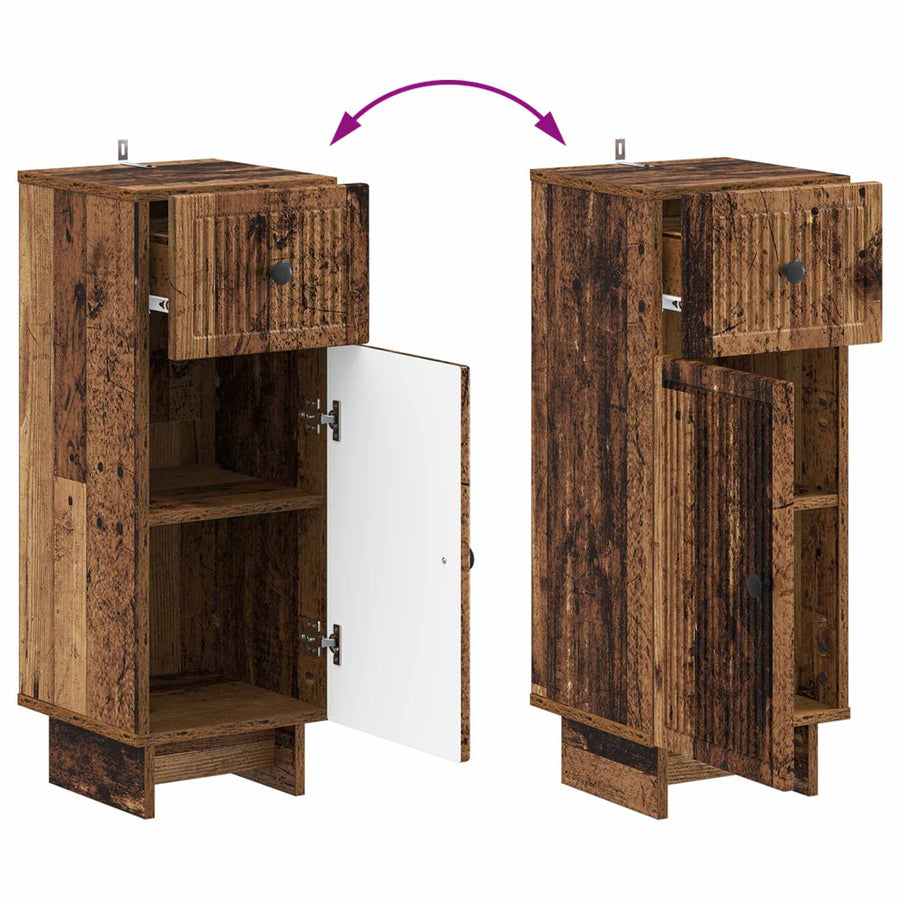 Badkamer Opbergkast EDE Oud hout 30 x 31 x 80 cm Bewerkt hout