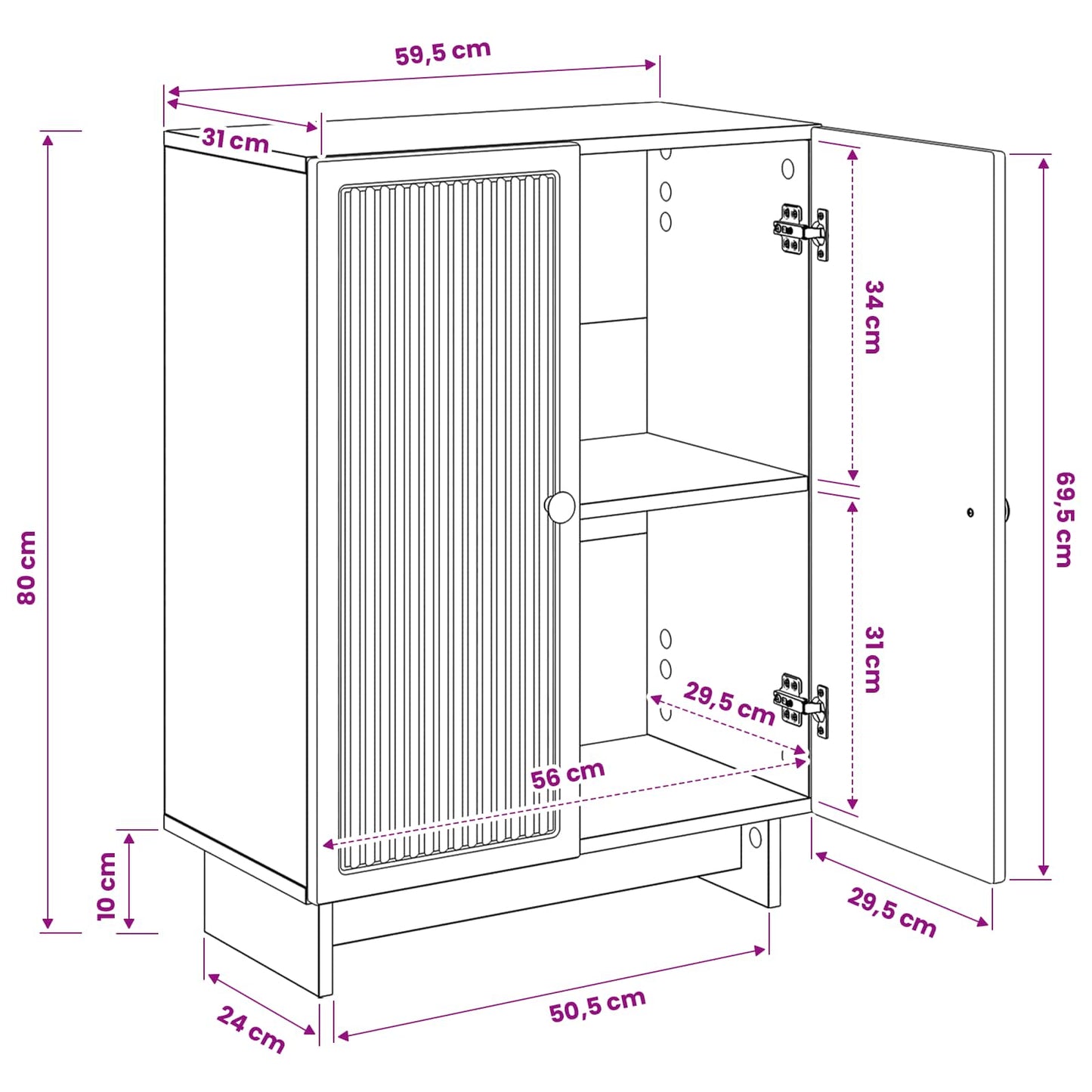 Badkamer Opbergkast EDE Zwart 59,5 x 31 x 80 cm Bewerkt hout