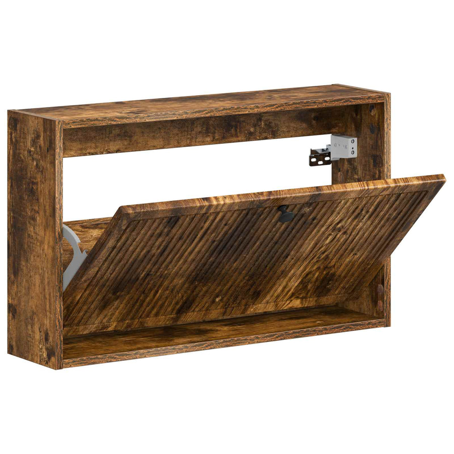 Wandgemonteerde Schoenkast EDE 71 x 17 x 43 cm Bewerkt hout