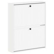 Wandgemonteerde schoenkast 71x17x86 cm bewerkt hout wit