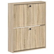 Wandgemonteerde schoenkast 71x17x86 cm bewerkt hout sonoma eiken