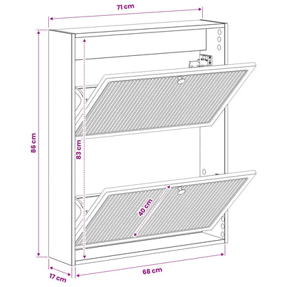 Wandgemonteerde Schoenkast EDE 71 x 17 x 86 cm Bewerkt hout