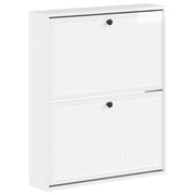Wandgemonteerde schoenkast 71x17x86 cm bewerkt hout hoogglans wit
