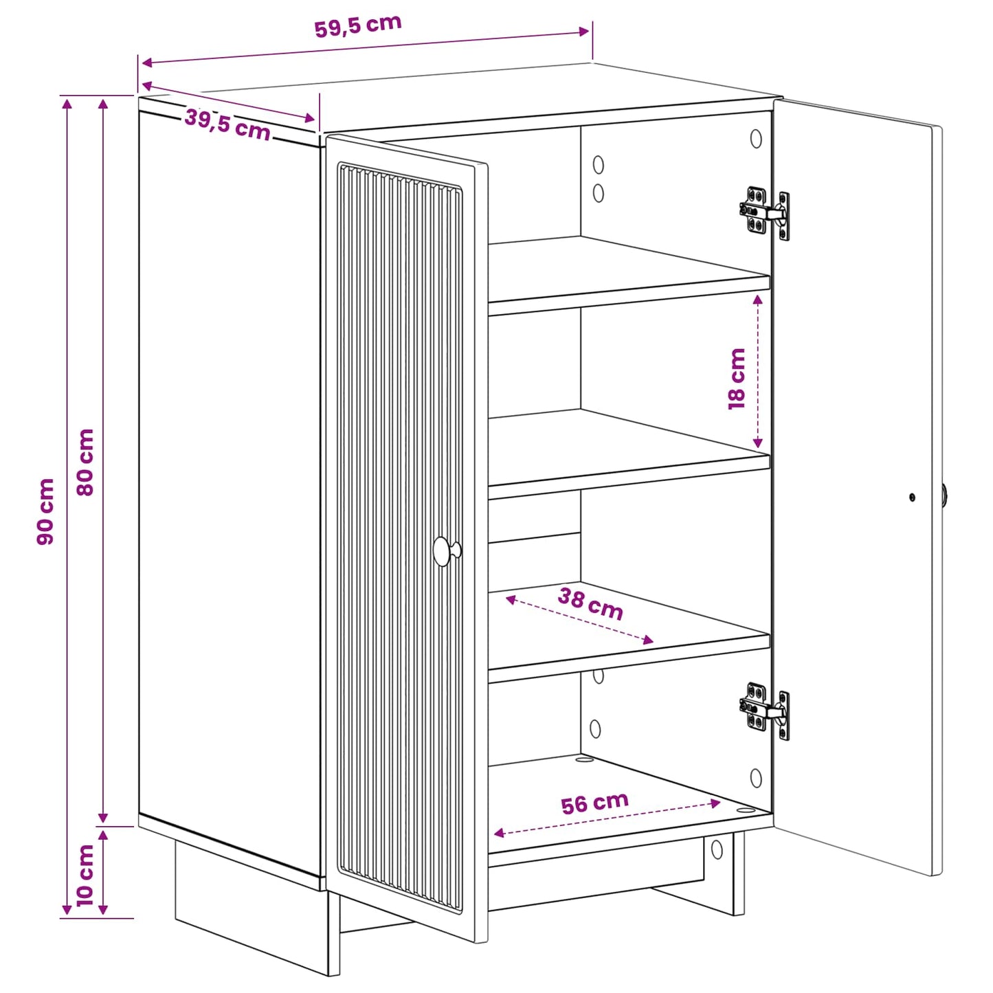 Schoenenkast EDE 59,5 x 39,5 x 90 cm Bewerkt hout Hoogglans Wit